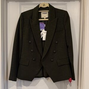 L'AGENCE Olive Green Double-Breasted Blazer